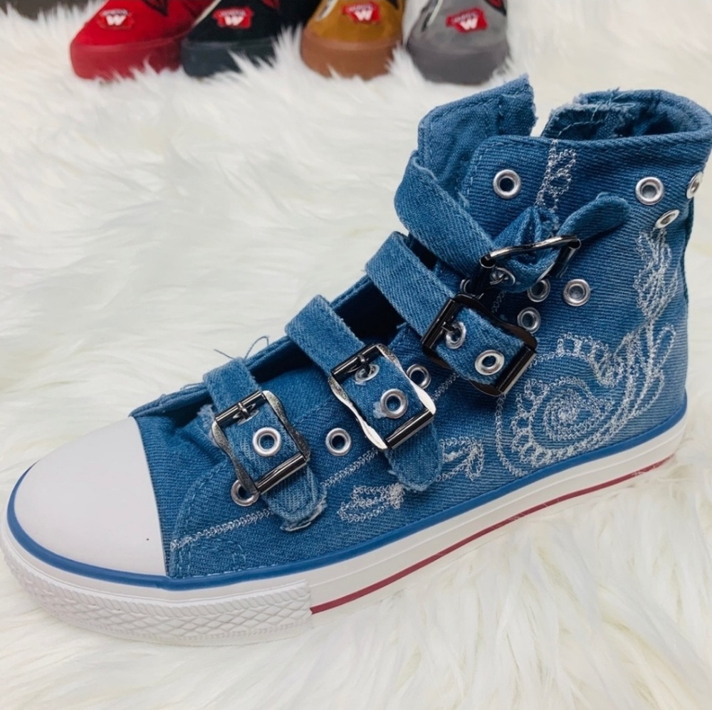 1 LEFT!! Embroidered Denim High Tops - Picture 3 of 7